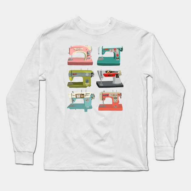 Vintage sewing machines Long Sleeve T-Shirt by jenblove